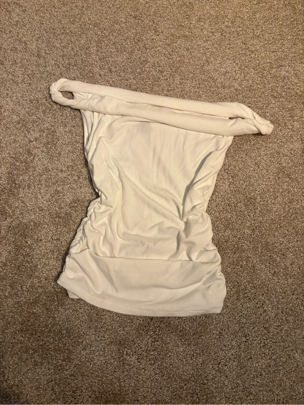 Windsor White Ribbed Off The Shoulder Twist Top